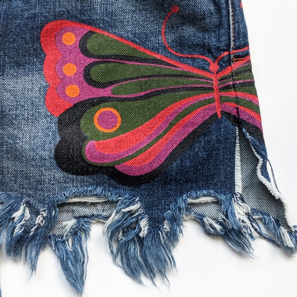 Free People Fields Sun Painted Denim Jean Shorts - Picture 5 of 9